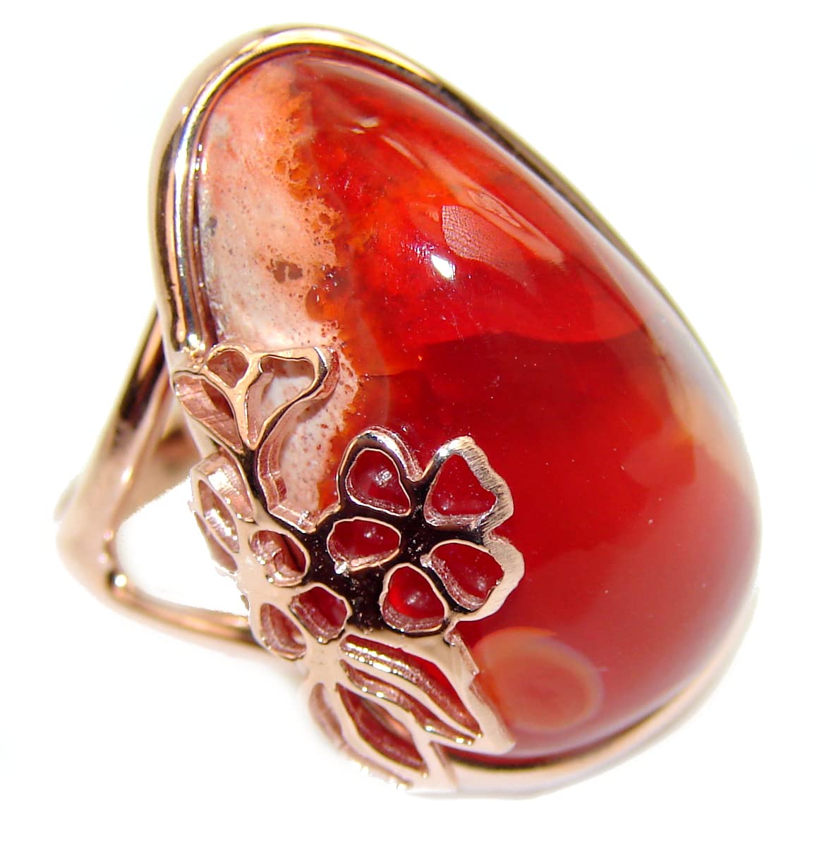 SilverRush Style Mexican Fire Opal Womens Ring 925 Sterling Silver Size: 7 3/4