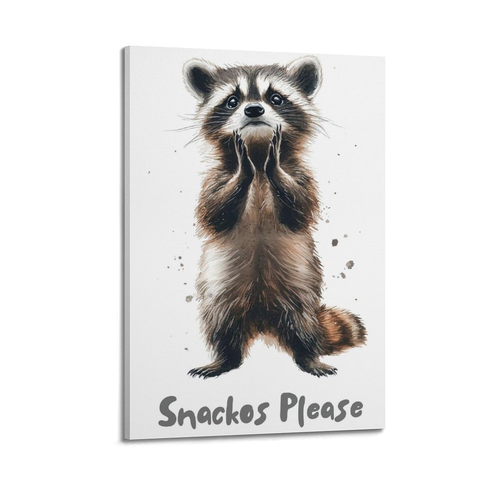 ESTE Funny Raccoon Poster Snackos Please Decorative Painting Canvas Modern Art Picture 24x36inch(60x90cm)