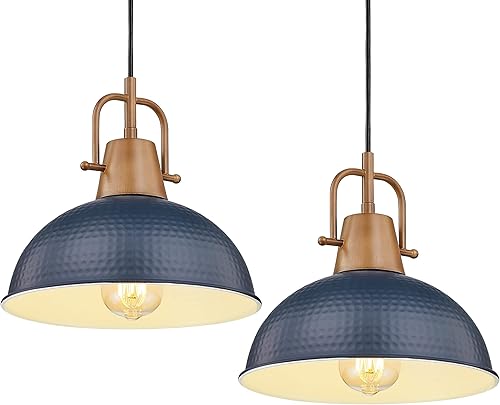 Miniatura 7 de Emliviar GE269MIL BK+WD - Lámpara colgante moderna de 10.2 pulgadas, lámpara colgante moderna para isla de cocina, pantalla de cúpula de metal