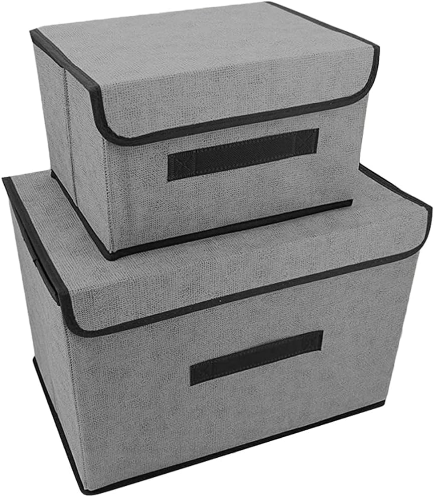 Homarket2Pack Fabric Storage Bins with Lid,Foldable Closet Storage Boxes for Shelves, Large Collapsible Clothing Organizers Containers