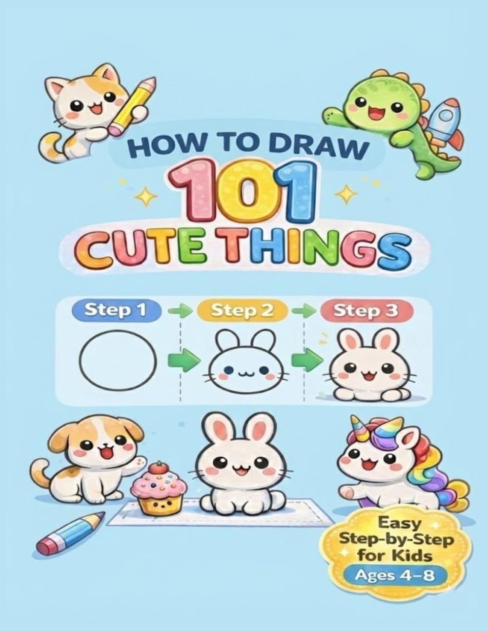 HOW TO DRAW 101 CUTE THINGS | How To Draw Everything: Easy Step-by-Step Drawing Book for Kids Ages 4–8