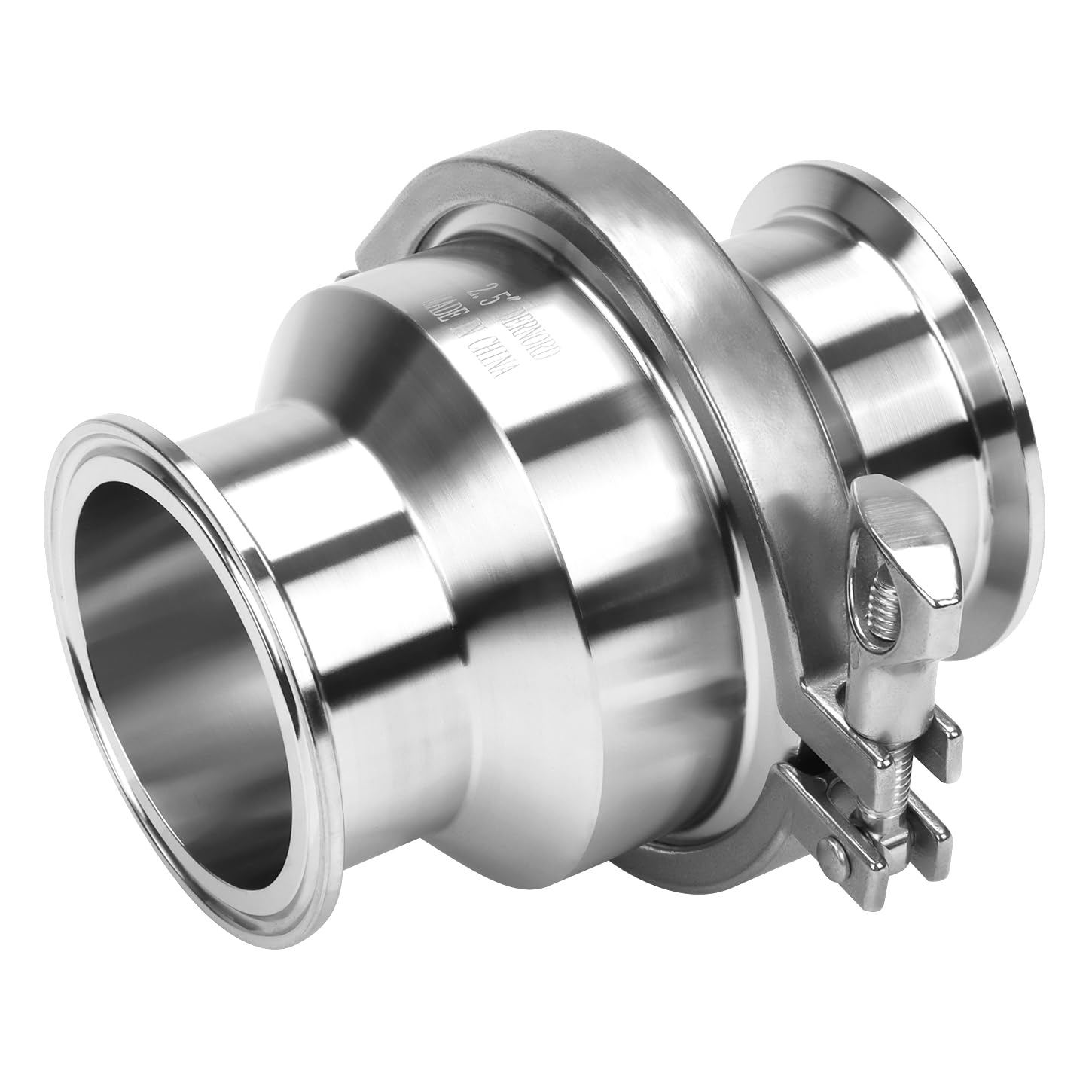 DERNORD Sanitary Check Valve - One Way Flow - 2.5" Tri Clamp Style, Stainless Steel 304, FKM Gasket