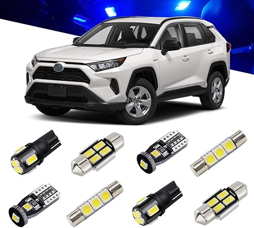 Kit de luz interior LED azul para Toyota RAV4 2016 2017 2018 2019 2020 2021 2022 paquete de bombillas LED superbrillantes para interiores + luces de