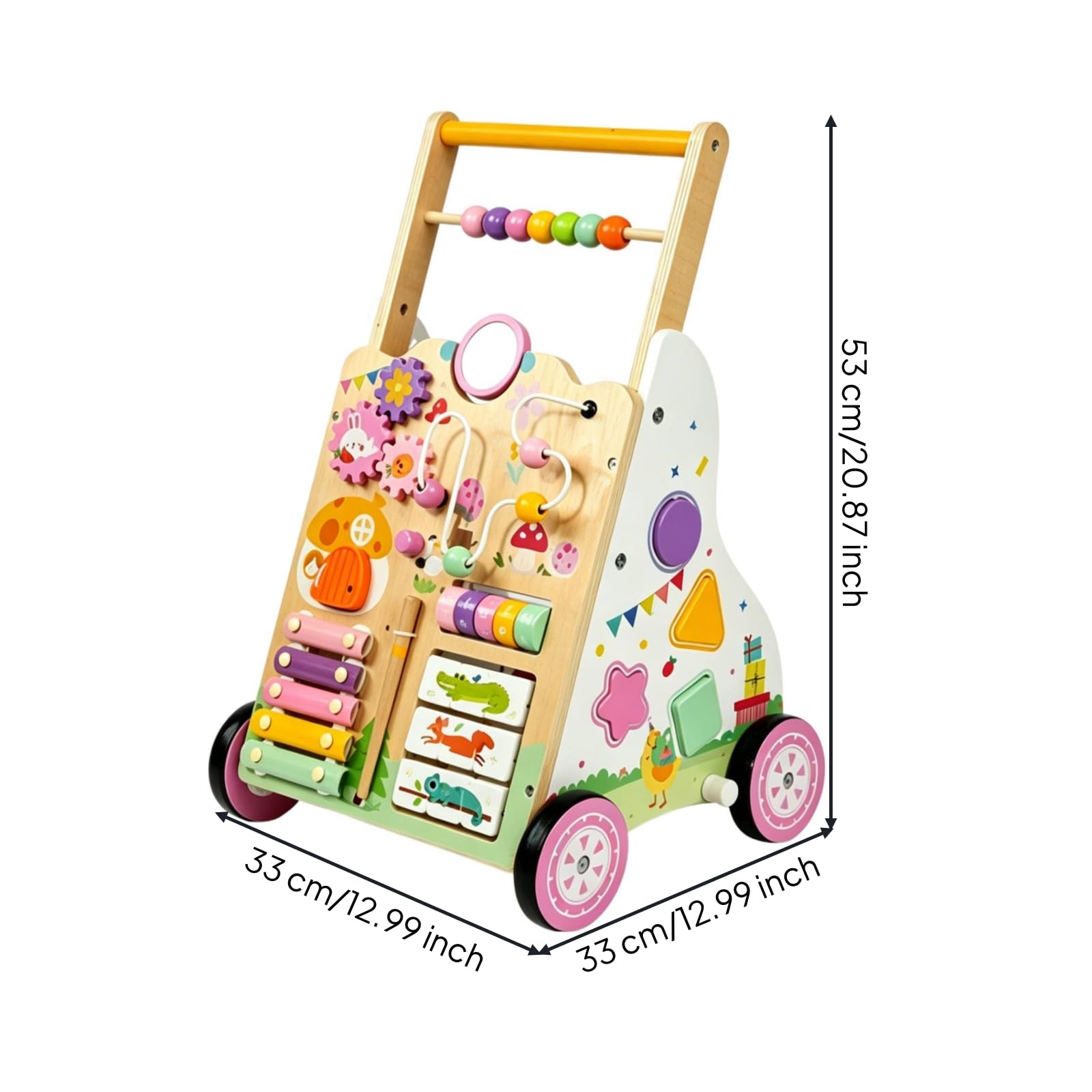 Qianly Caminador Madera sin Astillas Interactivo, caminador Empuje, Sensorial, para Casa,