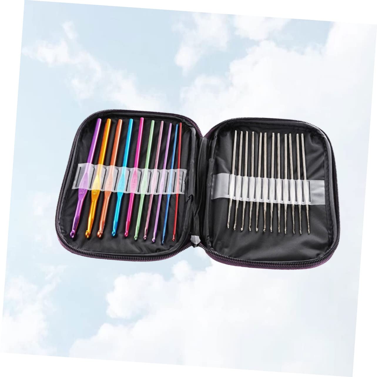 OSALADI 1 Set Practical Crochet Hook and Needle Kit with Ergonomic Handles Knitting Tools and Accessories for Beginners and Intermediate Crocheters Includes Purple Storage Bag