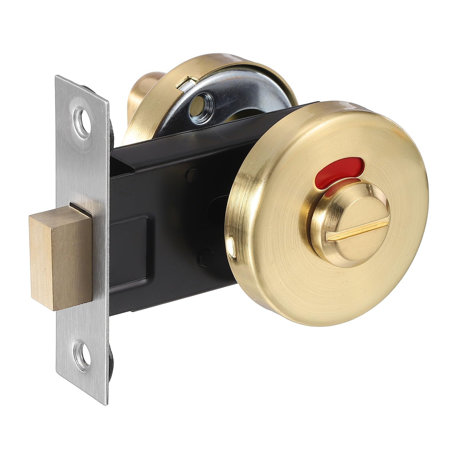 PATIKIL Vacant Occupied Bathroom Lock Deadbolt, (2 Inch, Gold) (1 Set), Non-Key Deadbolt Lock Rotation Indicator Door Latch, Suit for - Showers/Public Restroom/Fitting Room