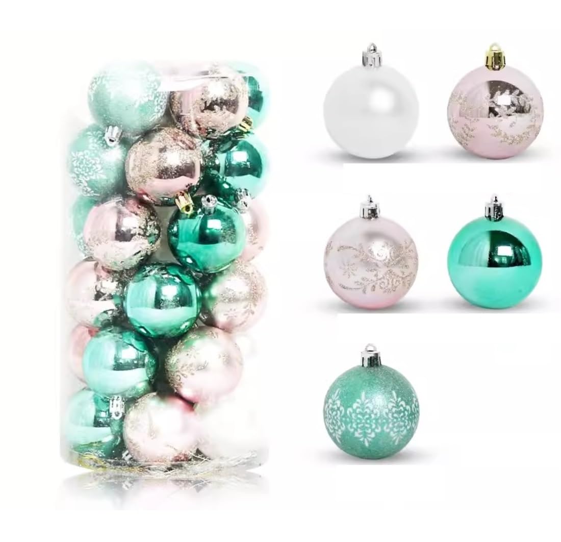 Bolas Arbol de Navidad 30 Bolas De Navidad 2,36 Pulgadas, Adornos Árbol Inastillables, Decoraciones para Árboles, Bola Colgante para Fiesta Navideña Decoración de Temporada(E)