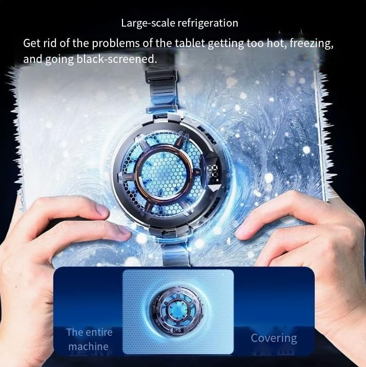 CX05 Tablet Cooler for iPad, Magnetic Semiconductor Cooling Fan with Display, 3-Speed Control