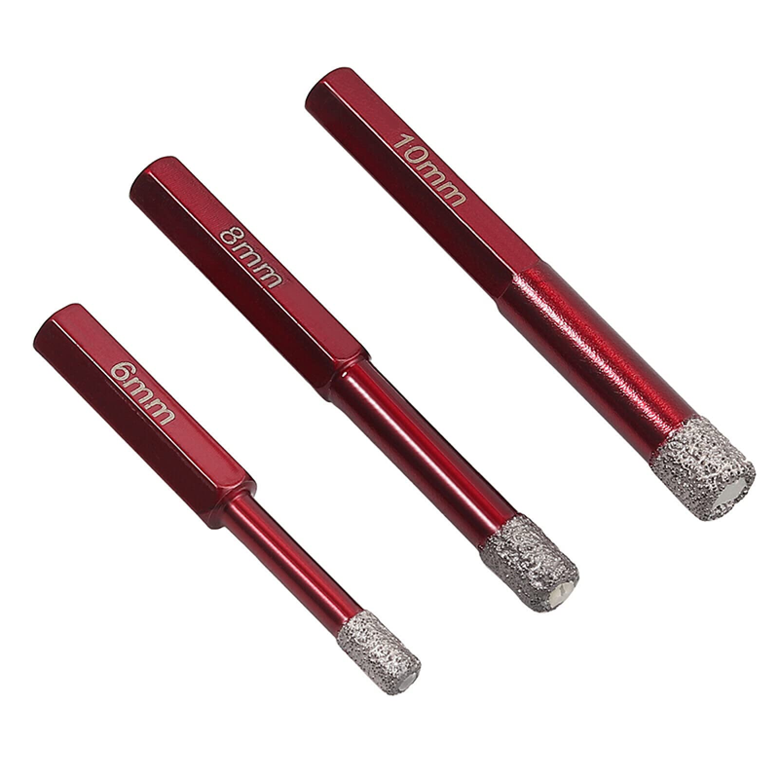 NUSHKIJuego De Brocas De Gres Porcelánico De Mármol Para Baldosas De Diamante Seco Con Vástago Hexagonal Duradero De 3 Uds., Juego De 6/8/10mm