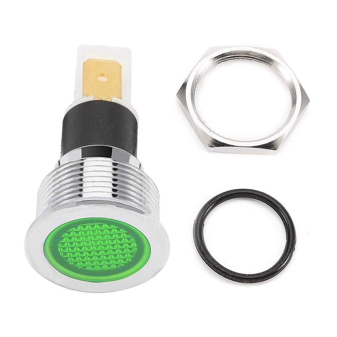 KTM Healthcare® Green : DC 12V 19mm Thread Push-in Mount Stainless Steel Green Flat Head LED Signal Indicator Light-image-40