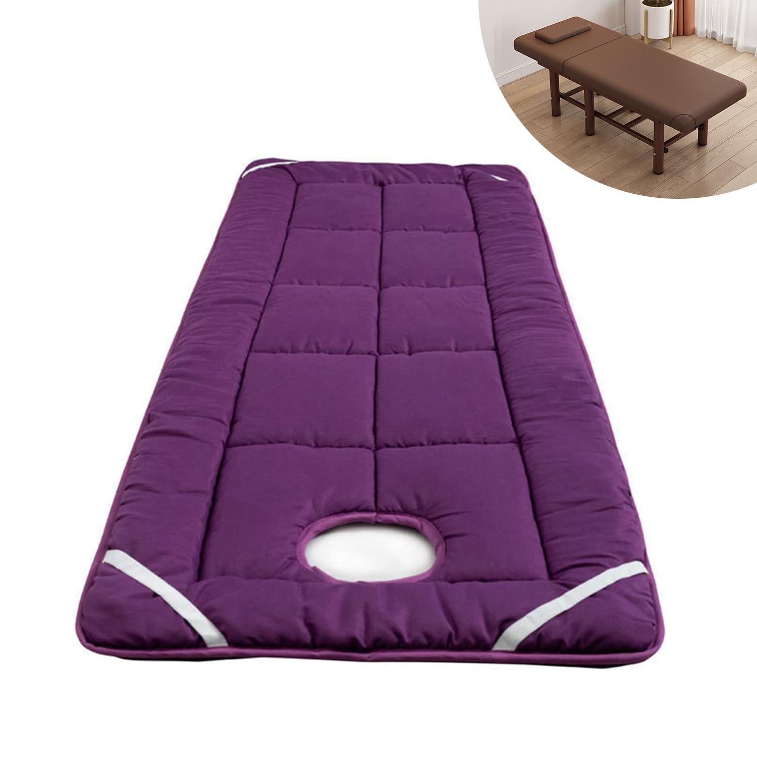 LXJDDLD Lash Bed Cushion Cover,Non-Slip Spa Bed Padding,Massage Table Pad,Square Head Massage Table Mattress Topper with Breathing Holes,for Tattoo Table Beauty Salon Bed,Purple,S 80x190cm