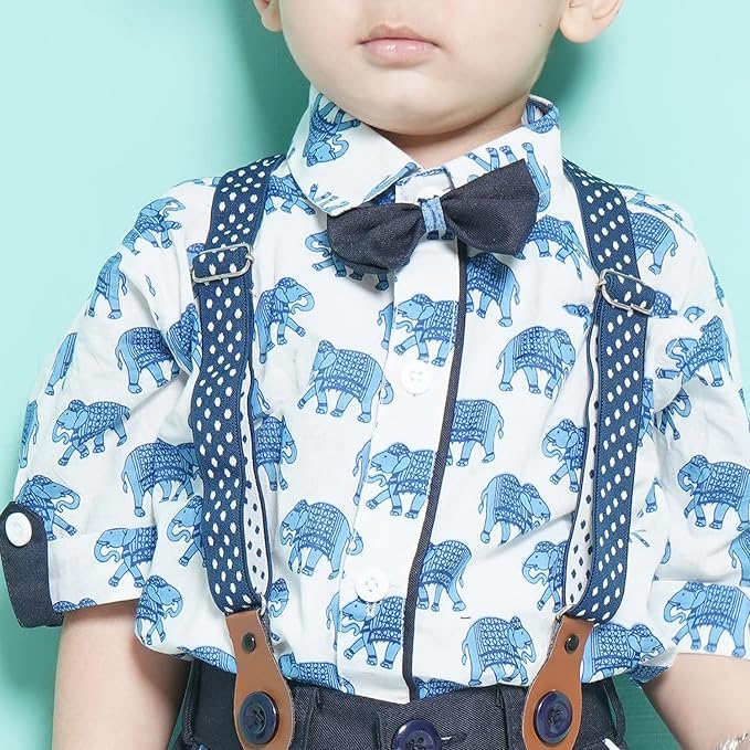 Image of AJ DEZINES Kids Casual Wear Clothing Cotton Shirt Short Set For Boys