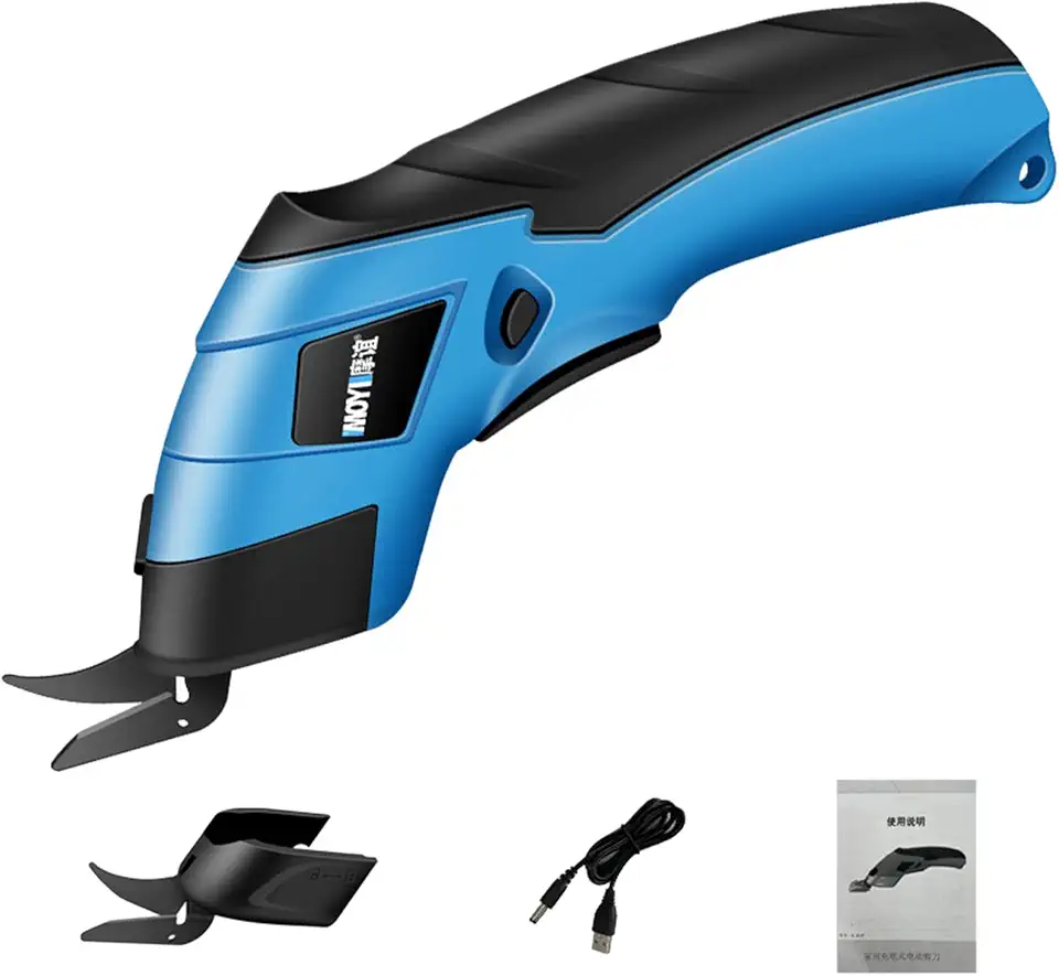 Newmind Tesoura elétrica portátil, pequena tesoura com lâminas extras, para cortar tecido, scrapbook, tapete, ferramentas de corte de costura