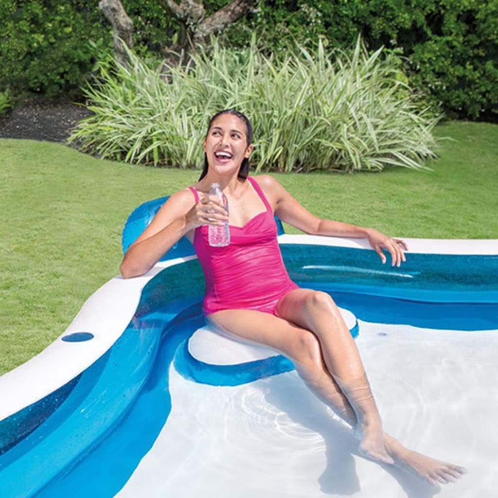 Rainbow Ring Inflatable Play Center, 114" X 71" X 41", for Ages 2~7 yeas, Pool with Slide,Garden Backyard Water Park (Color : Blue, Size : 229 * 229 * 66cm) (Blue 229 * 229 * 66cm)