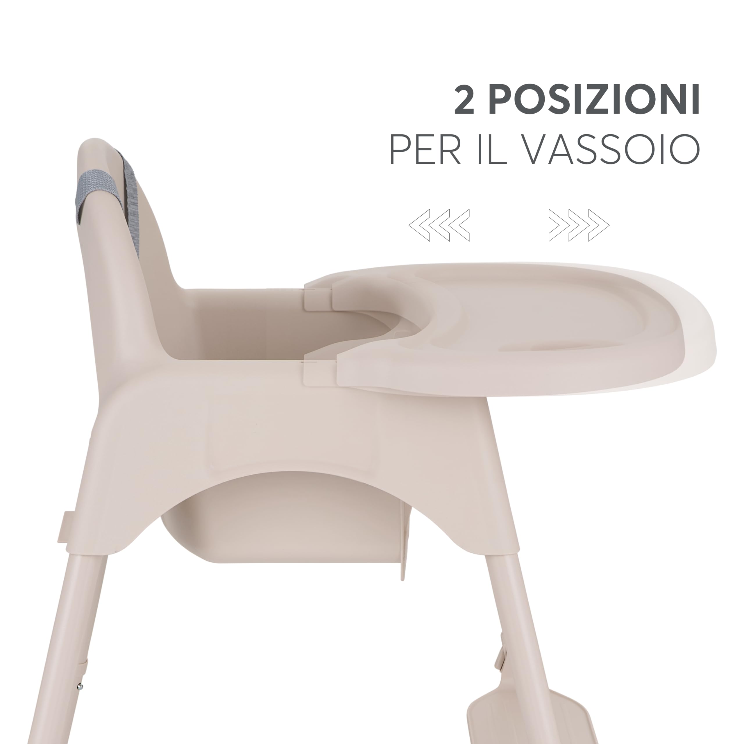Seggiolone Pappa OATY 2 in 1, Seggiolone Evolutivo 6 Mesi-3 Anni | Gambe Antiscivolo, Doppio Vassoio e Portabicchiere, Cintura a 5 Punti, Senza Attrezzi, Beige