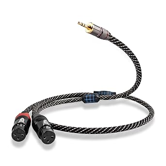 Audiophile HiFi 3.5mm to Dual XLR Female Y Splitter Cable 3.28ft