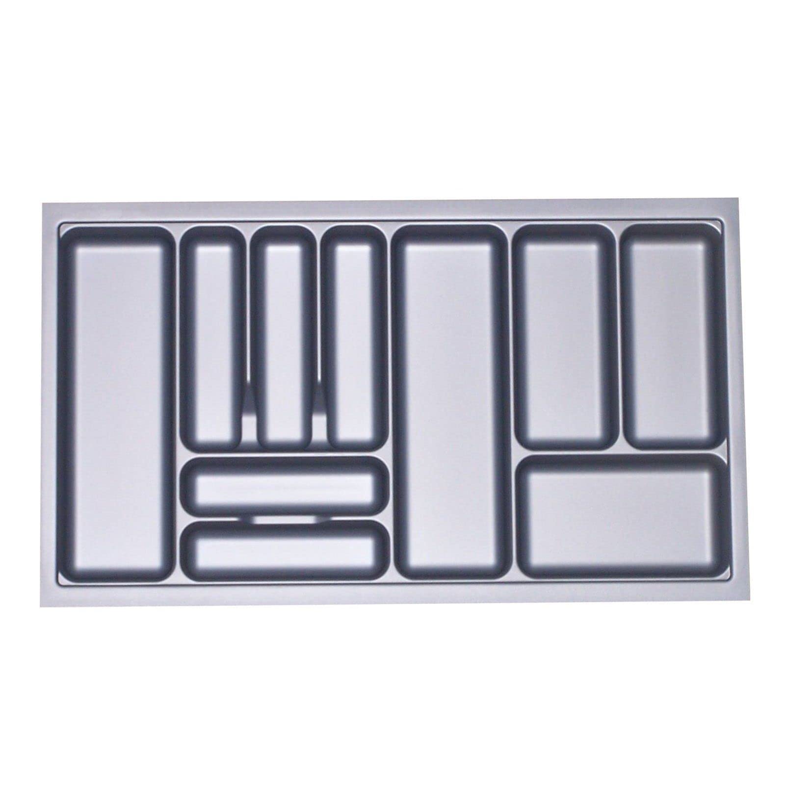 KÖNIG Besteckeinsatz I Silbergrau für SO-Box, Blum Tandembox u. ModernBox mit Korpusbreiten 300-1200 mm (90er Korpus - 819 x 473 mm)