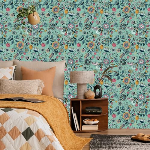 Papel pintado vintage floral rosa y amarillo para decoración de paredes interiores de casa 3