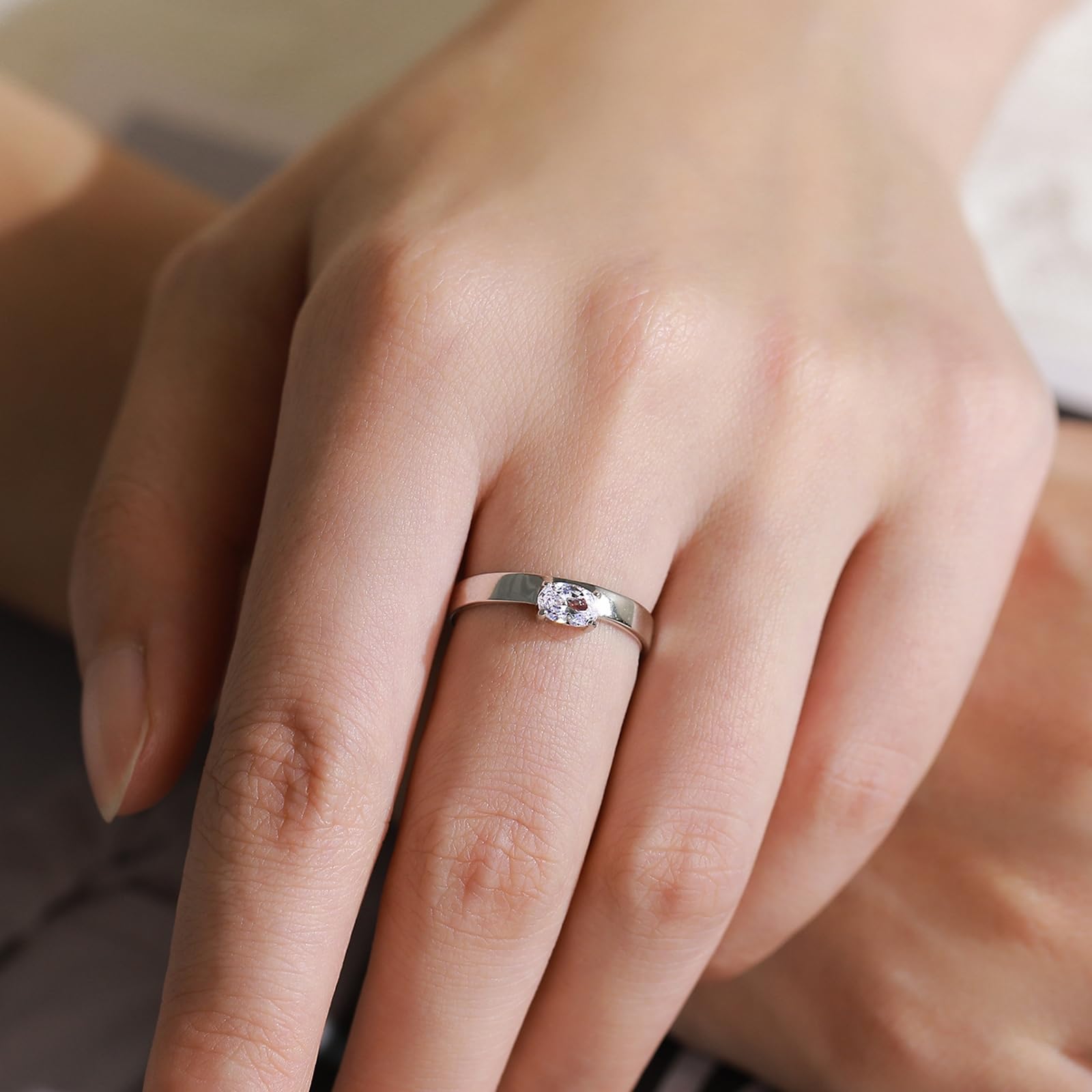 Anillo de oro blanco, diamante cultivado en laboratorio de 0,5 quilates, anillos de compromiso, anillos de oro auténtico, alianzas solitarias para mujer