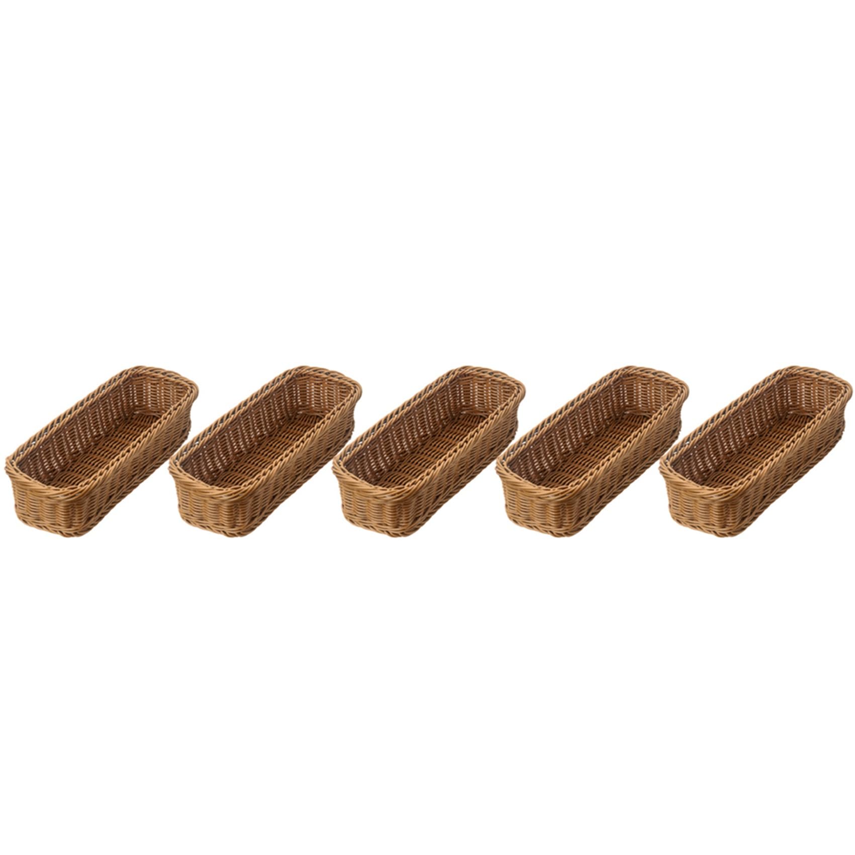 Hndhbfgrt 5X Desktop Cutlery Storage Basket Woven Basket Restaurant Tableware Drain Storage Box Tableware Storage Basket, Brown