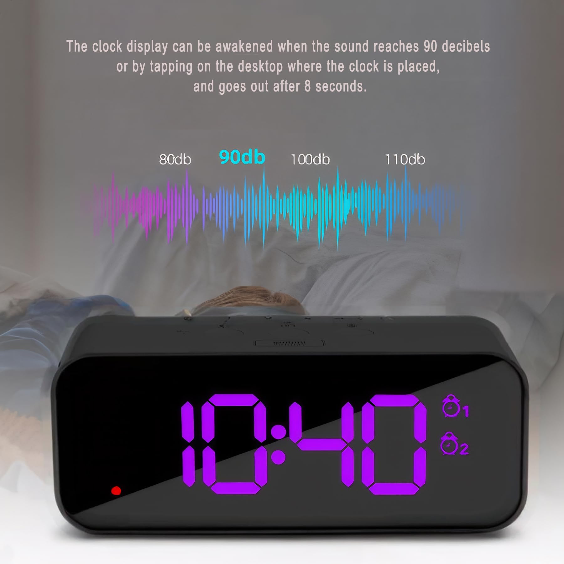 Amazon.com: Lancoon ‌Digital Clock Multifunctional LED Voice