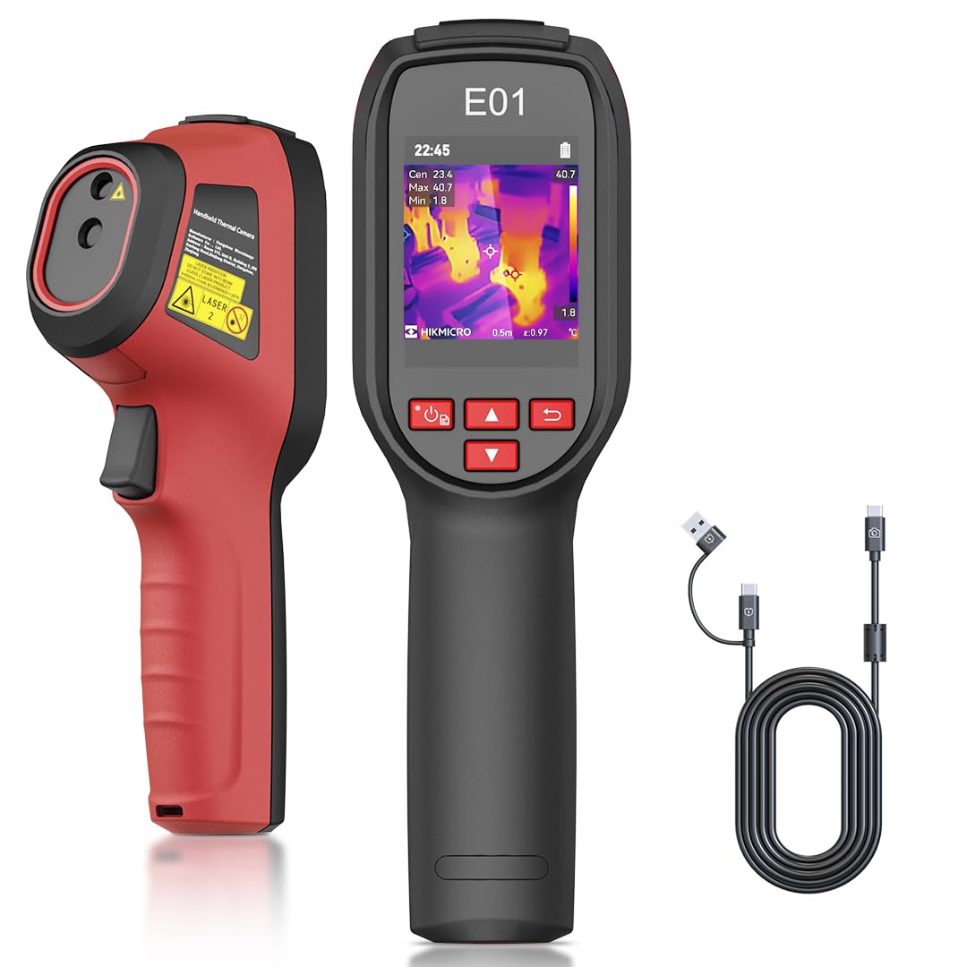Thermal Camera E01, SuperIR Resolution 240x240, 20Hz Refresh Rate, Portable Handheld Infrared Thermal Imaging Camera with Laser Pointer, 8H of Battery Life, -4°F~752°F Range Thermal Imager