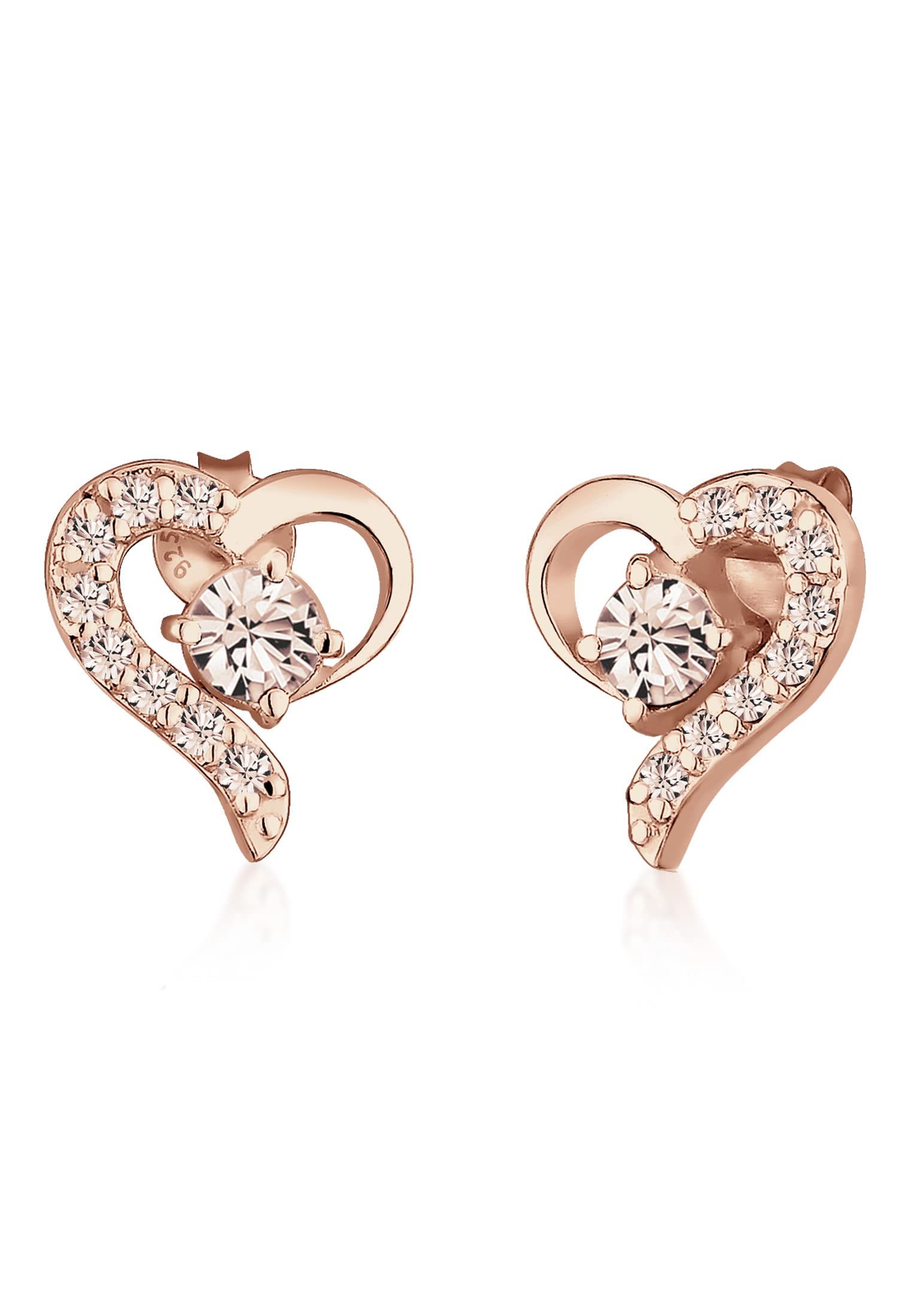 Elli Earrings Heart Motif Love with Crystals in 925 Sterling Silver