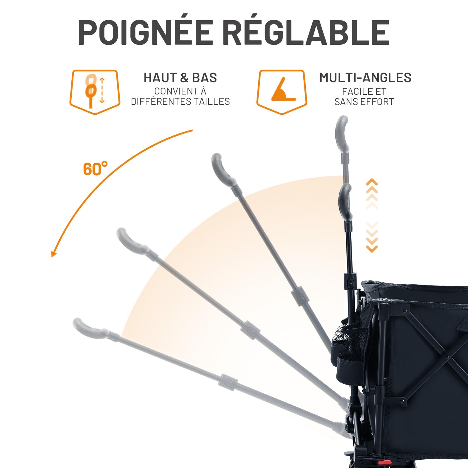 TIMBER RIDGE Chariot de Plage 250L Pliable Roues Tout-Terrain Amovibles avec Freins, Poignée Télescopique Réglable, Porte-Gobelet pour Plage, Camping, Festivals, Jardin Et Pique-Nique Extérieur