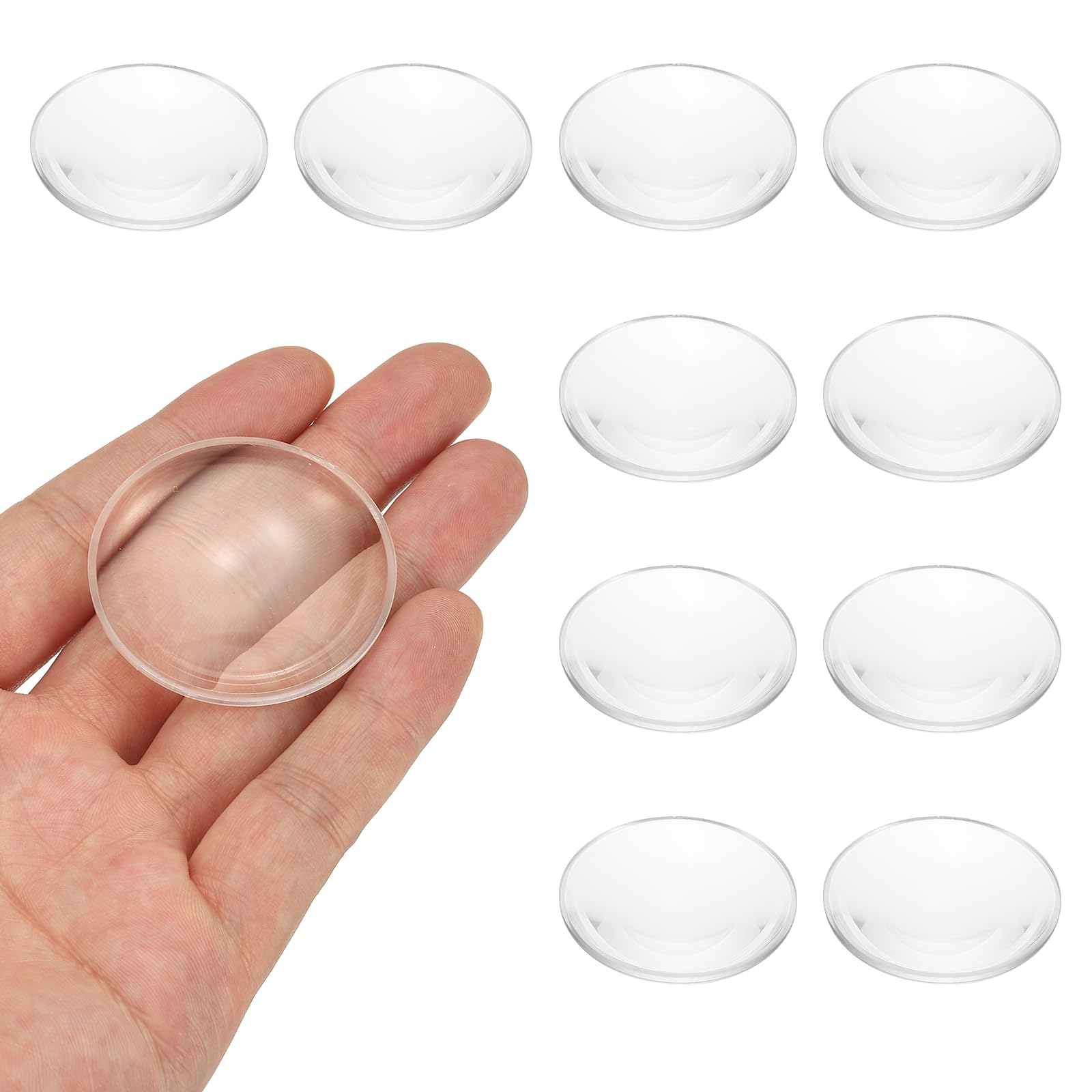 PATIKIL 10 Pack Biconvex Lens, 42mm Dia. 42mm Focal Length Aspheric Optical Lenses Magnifier Paperweight Acrylic Double Convex for DIY Office Desk Home Science Experiment Telescope