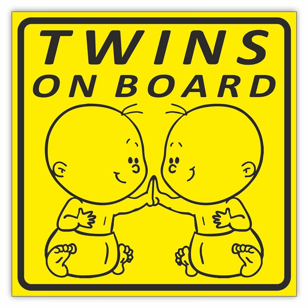 CVANU Twins on Board Kid's Safety Sticker for Car_Pack of 2, Size(5.5inch X 5.5inch)_cv27