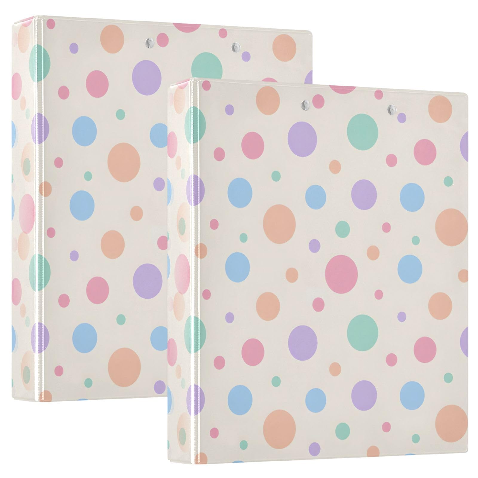 Raccoglitore a 3 anelli con motivo a pois colorati da 3,8 cm, contiene 200 fogli, 3 raccoglitori ad anelli con clip in metallo antiscivolo