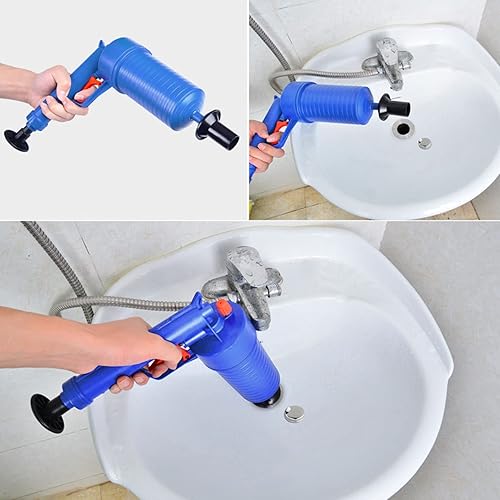 Miniatura 5 de Juego de émbolo de inodoro, removedor de obstrucciones de drenaje con ventosas de 4 tamaños, pistola de drenaje de aire de alta presión, abridor de