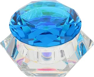Lurrose Nail Art Dappen Dish, Nail Art Acrylic Liquid Powder Dappen Dish Glass Crystal Cup with Lid for Nail (Lake Blue)