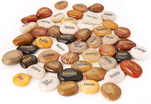 Miniatura 3 de ROCKIMPACT 50 piedras grabadas con diferentes palabras, piedras inspiradoras a granel, piedras de fe zen, piedras de gratitud, piedras de oración
