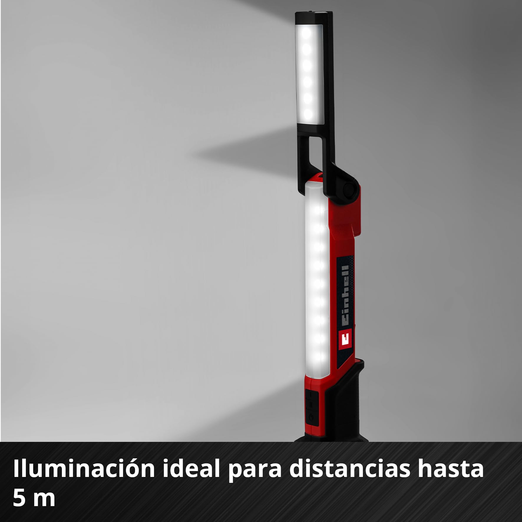 Einhell Lámpara con batería TE-CL 18/1000 S Li-Solo Power X-Change (18 V, cabezal luminoso abatible, 3 ajustes de iluminación, 15 LED, 1000 lm, 5700 Kelvin, sin batería)