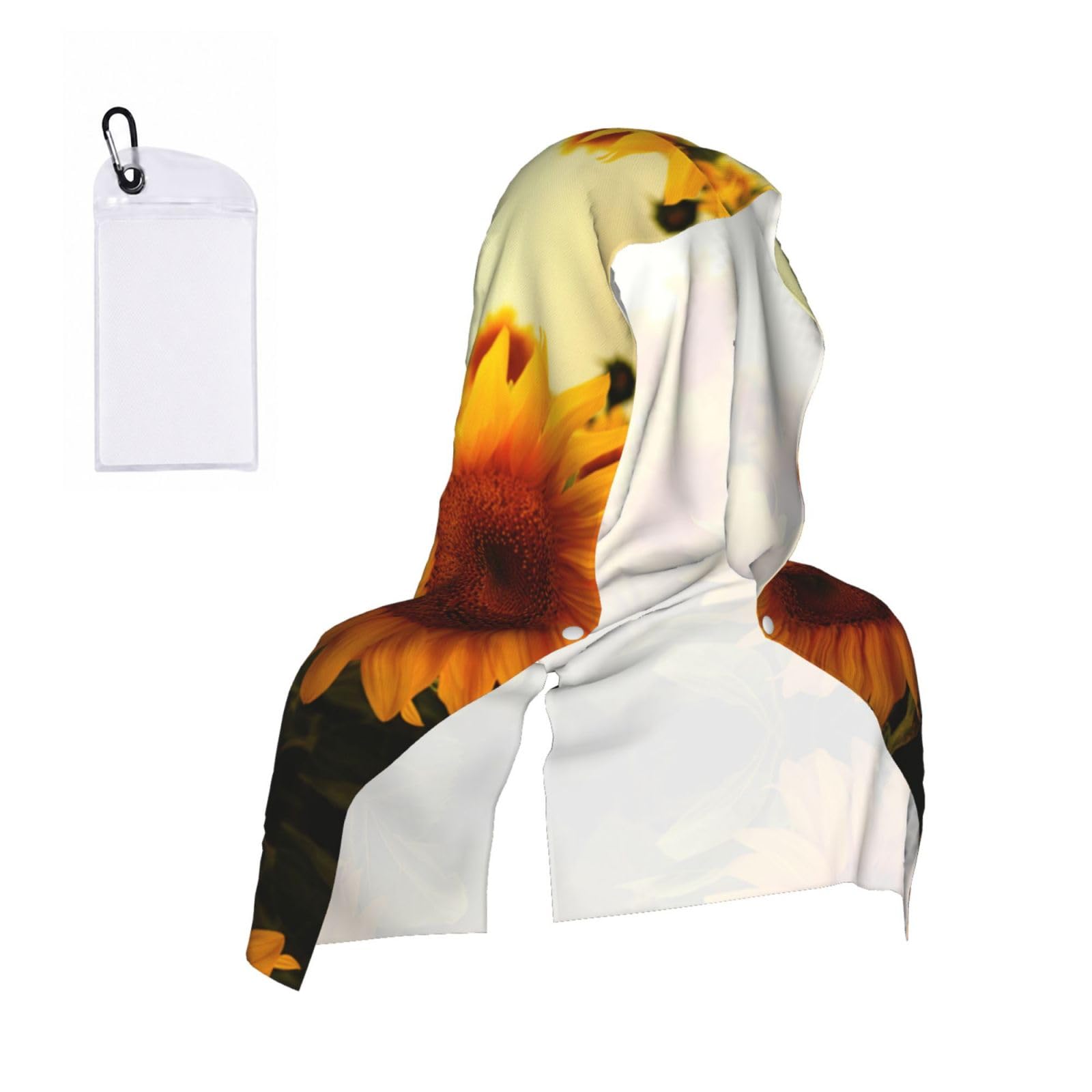 Sunflower Print Cooling Hoodie Towel, Cooling Towels For Neck And Face Sun Protection Instant Cool Hoodie(Sport/Camping/Work Out/Hot Weather)