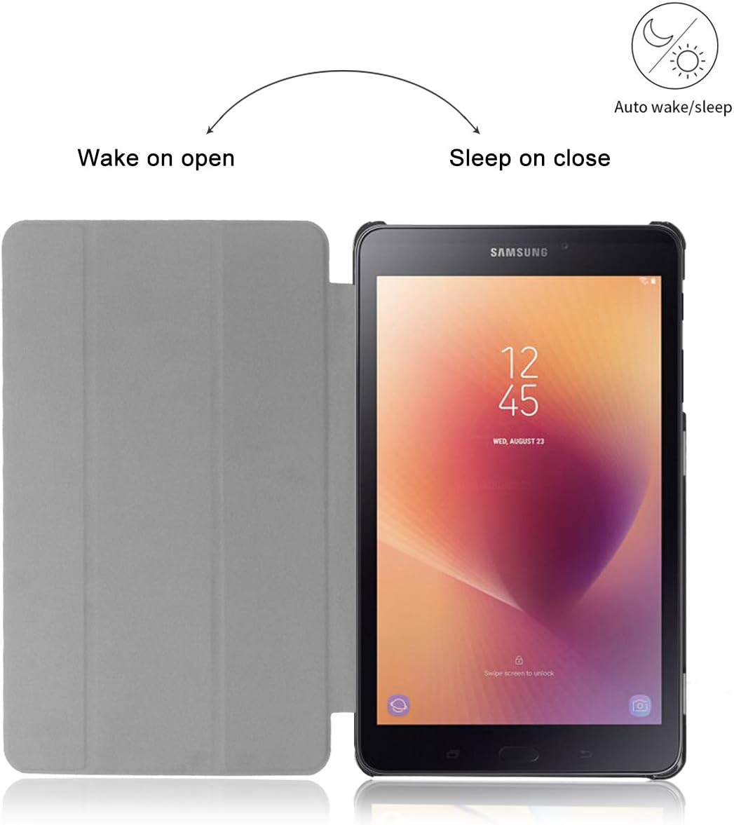 Hocase Galaxy Tab A 8.0 (SM-T387) Case, PU Leather Case with Unique Flower Design, Auto Sleep/Wake Feature, Hard Back Cover for Samsung Galaxy Tab A 8.0-Inch 2018 - Burgundy Flowers