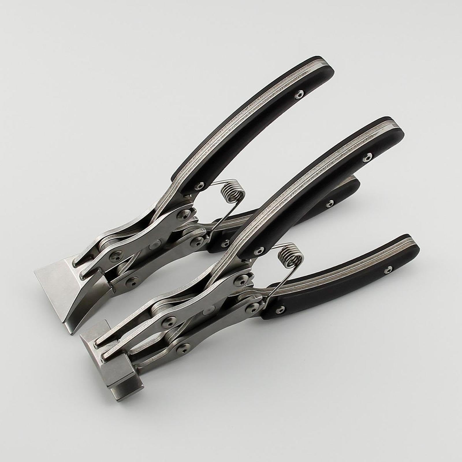 Pinzas Planas para Cuero Pinzas de Presión para Cuero Herramienta Portátil para Artesanía Pinza de Acero Inoxidable con Agarre Antideslizante Adecuada, Mandíbula Máxima de 11 Mm