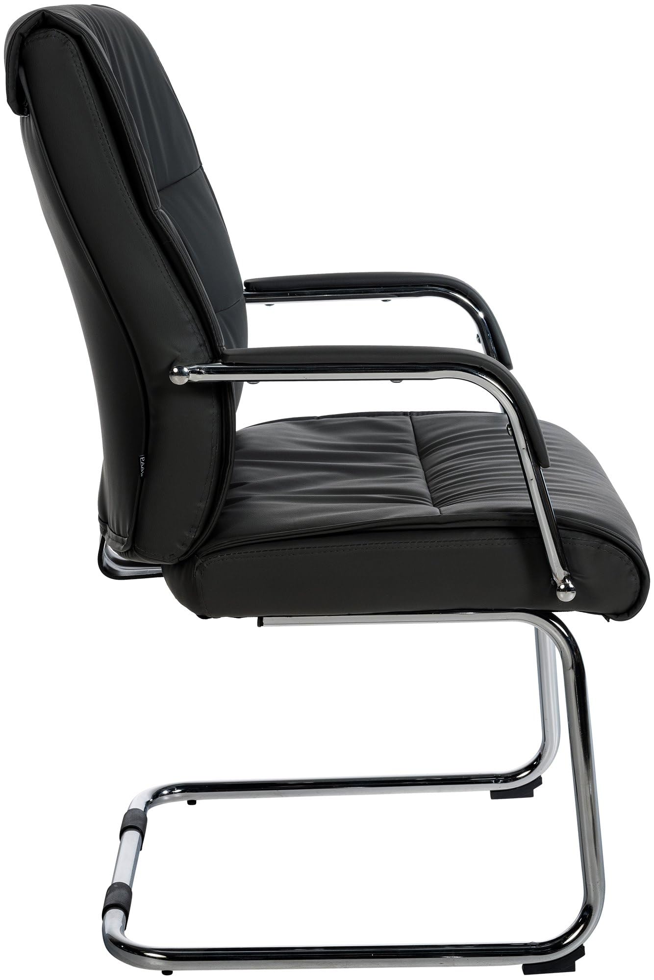 CLP Chaise Visiteur Sievert en Similicuir avec Accoudoirs | Fauteuil Luge sur Pičtement en Métal I Assise Et Dossier Rembourrés, Couleur:Noir