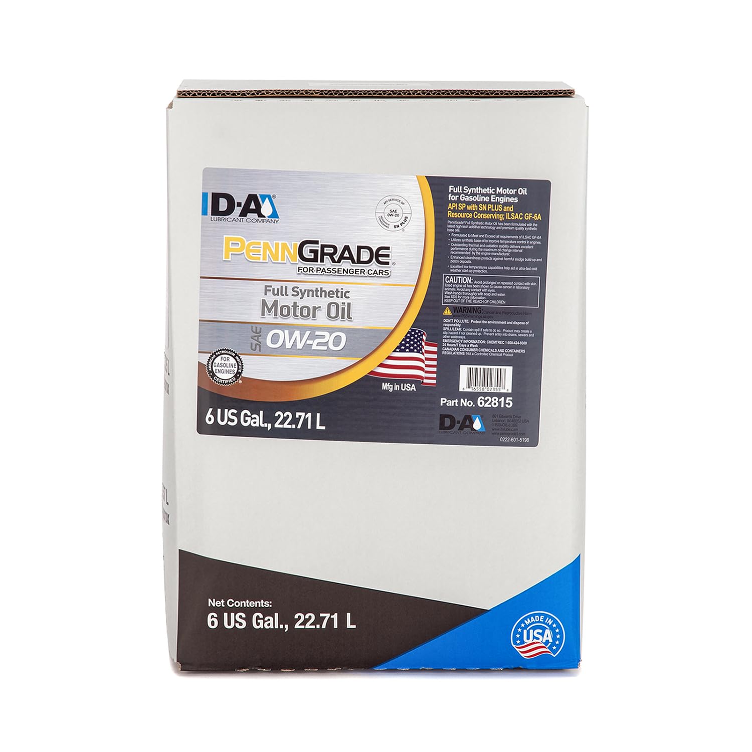 Amazon.com: PENNGRADE 62815, Full Synthetic Motor Oil SAE 0W-20, 6