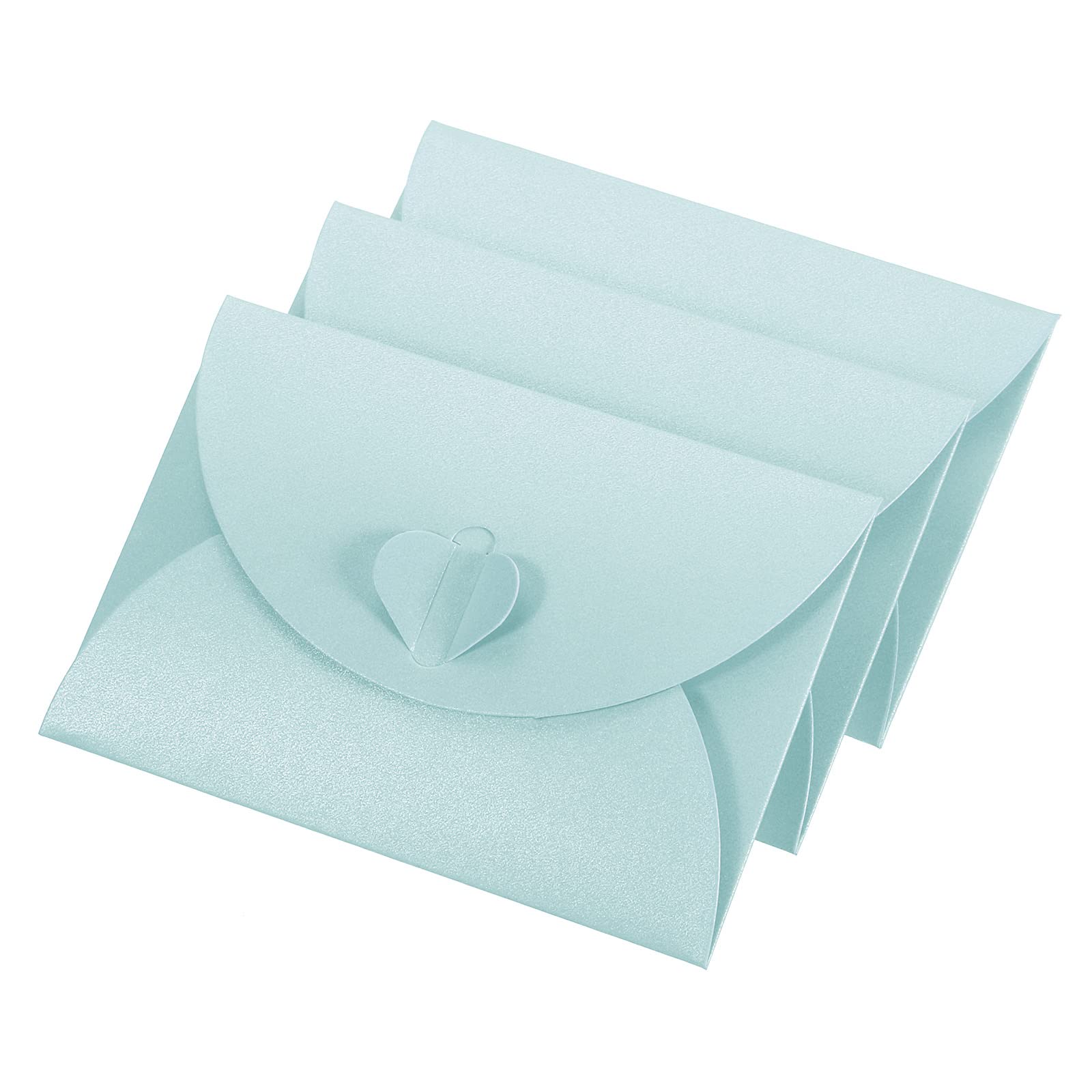 YOKIVE 50 Pack Mini Envelopes, Heart Shaped Clasp, Light Blue