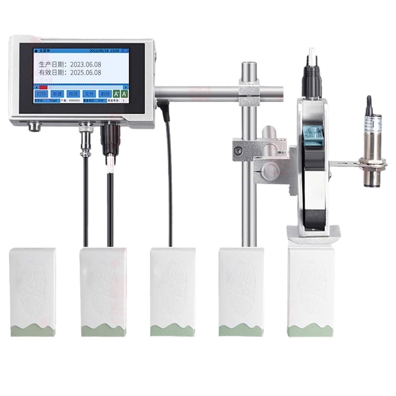 Impresora Inyección Tinta Industrial,Codificadora Inyección Tinta,Boquilla 12,7/25,4 mm,Codificación Automática Línea, Impresión Fecha Lote Logo Códigos QR y Barras,Para Líneas Producción 12.7mm