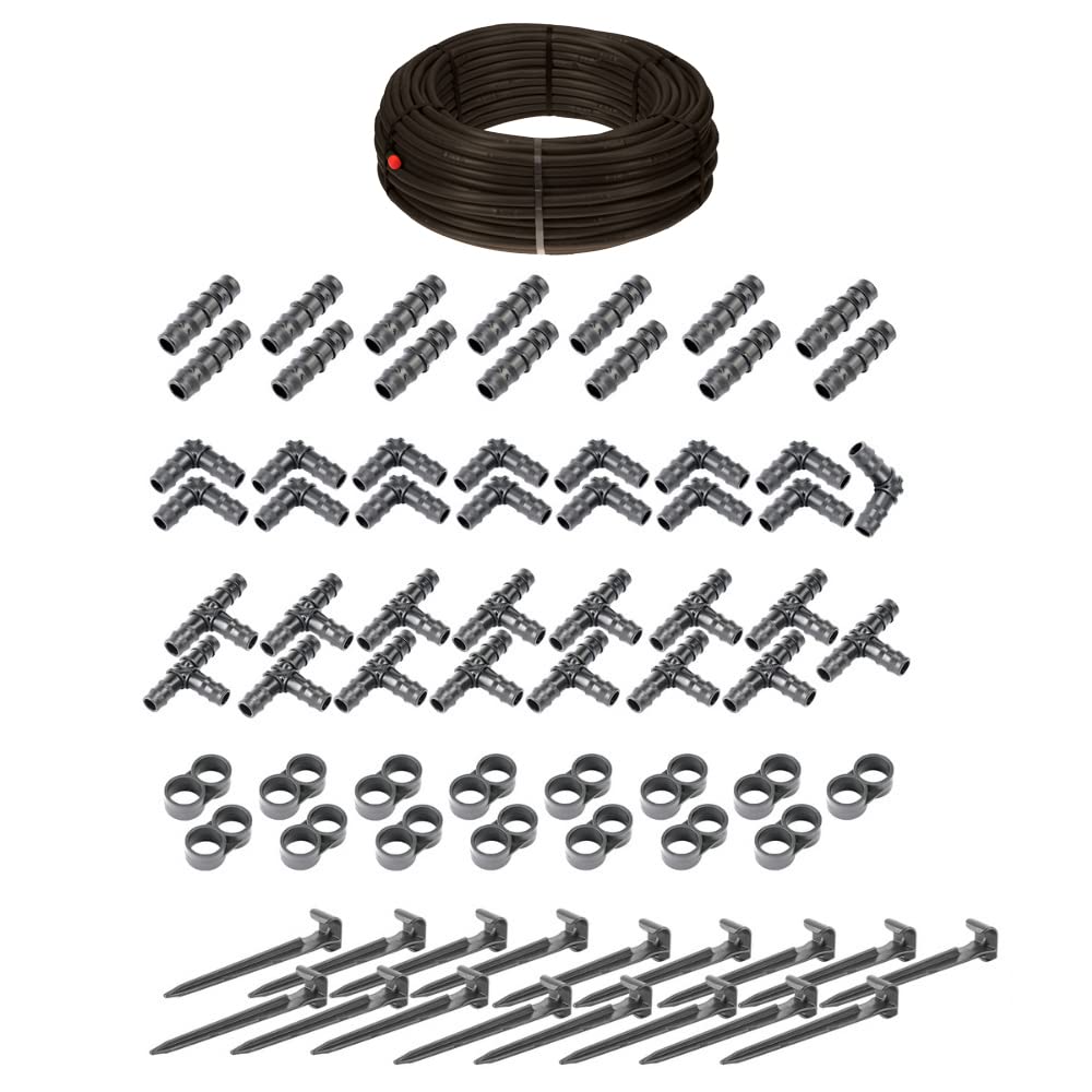 HaGa® Zestaw nawadniający - wąż ociekowy 16 mm długość 50 m z kompensacją ciśnienia wraz z akcesoriami - wąż perłowy nawadnianie ogrodu