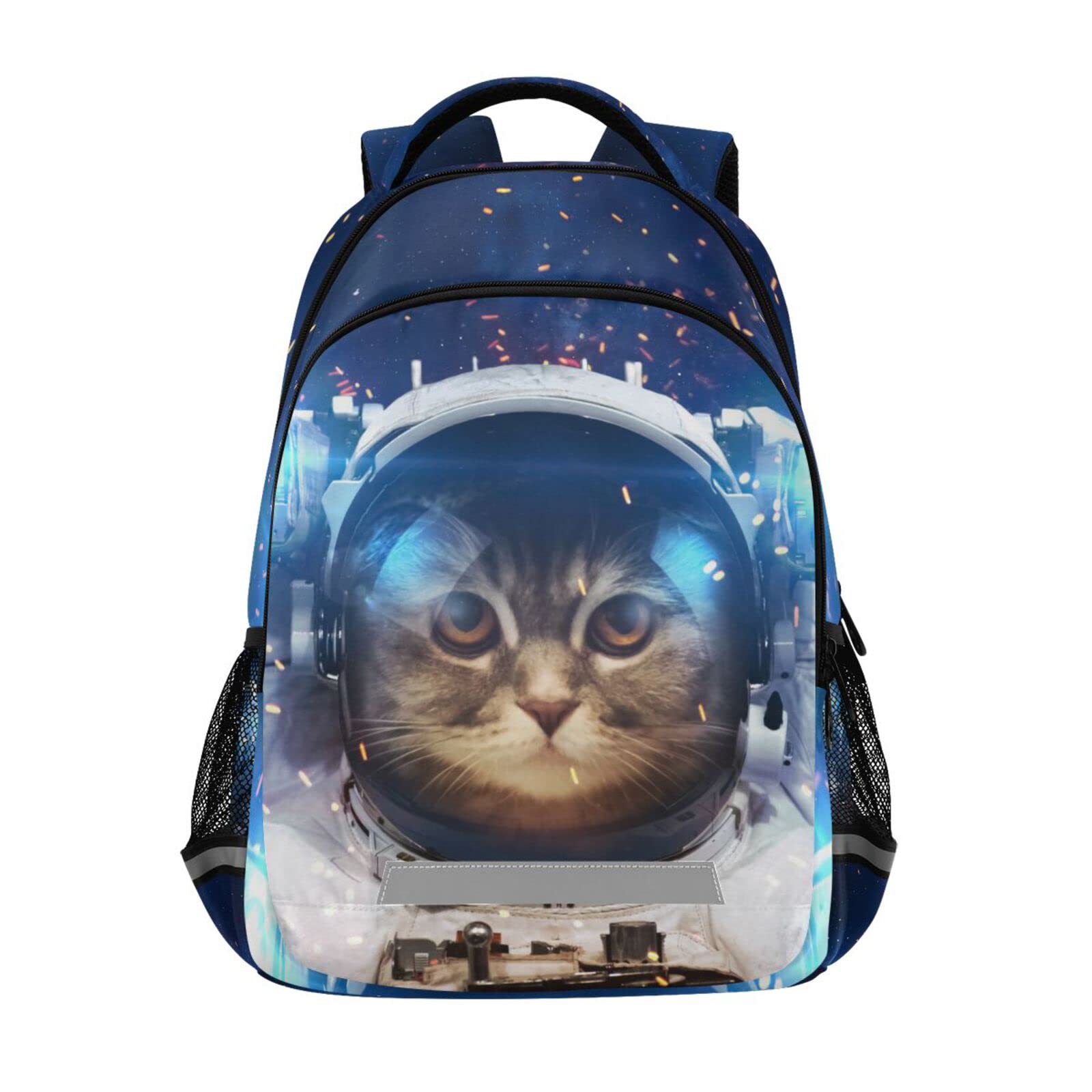 Kids Backpack Cat Astronaut Bookbag Elementary School Bag for Boys Girls Travel Rucksack