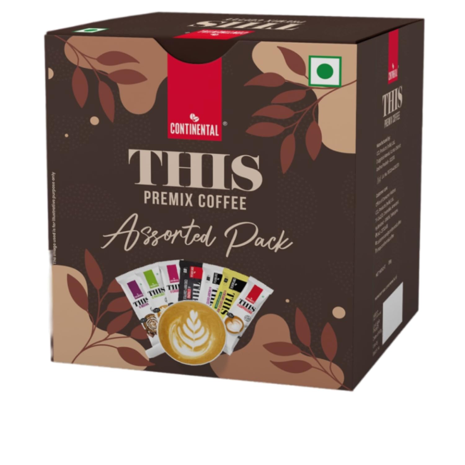 Continental This Coffee This Premix Pack - Instant Coffee Powder Sachets - 138Gm (Pack Of 3)|21 Sachets : 3 Sachets * 7 Flavours - Cappuccino,Hazelnut,Mocha,Caramel- Cut-Pour-Mix - Box (B0CNTC74F9) Amazon Price History, Amazon Price Tracker