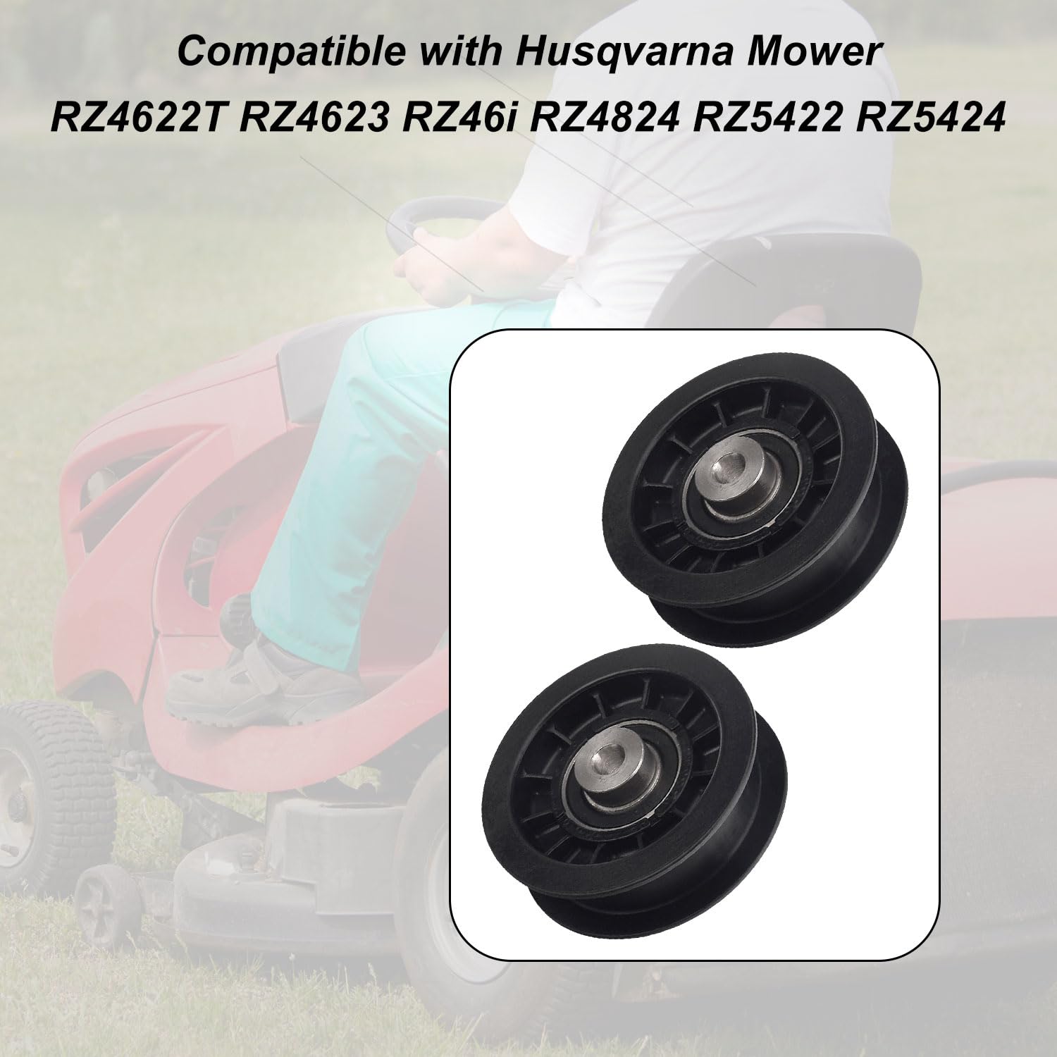 Karbay 539110311 - Polea tensora de repuesto para tractor de césped compatible con Husqvarna Craftsman Poulan cortacésped de giro cero 14259 84005748-3/8 pulgadas ID y 3-1/2 pulgadas OD (paquete de 2)