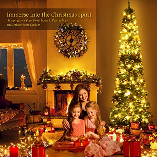 Goplus 8Ft Artificial Pencil Christmas Tree, Unlit Skinny Slim Tree, 1000 Branch Tips, Premium Pvc Needles, Sturdy Metal Stand, Xmastree For Home Office Shops Hotels #TOP3