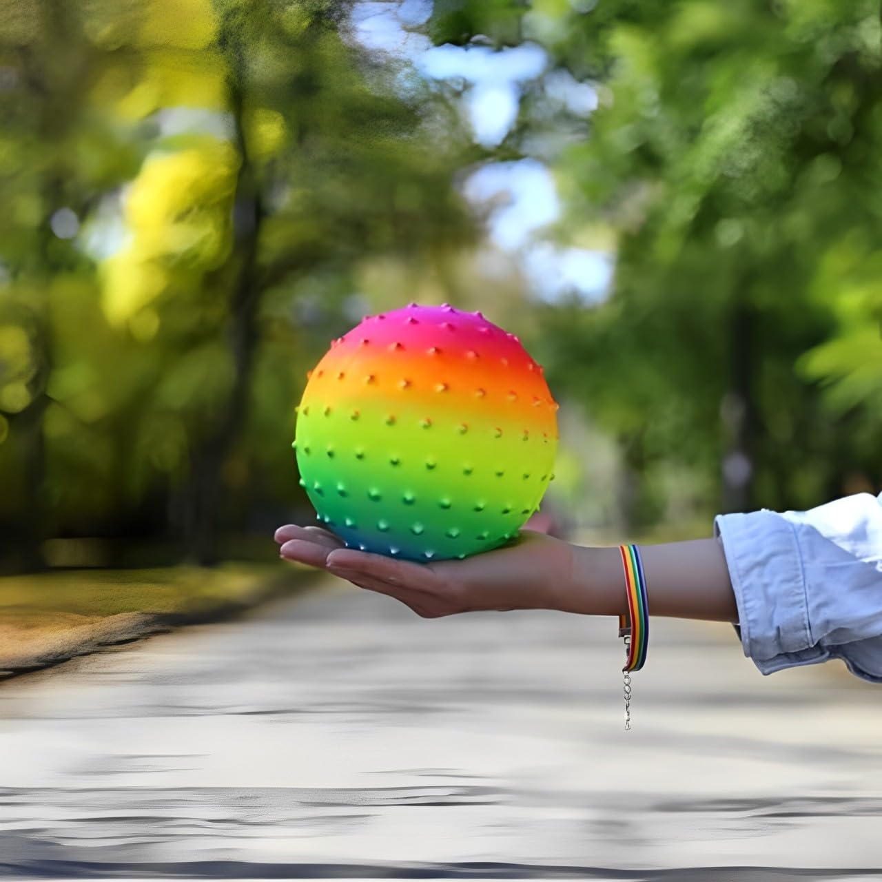 Fun Express Rainbow Spike Ball - 12 Pieces - Educational and Learning Activities for Kids