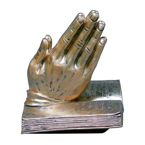 Bronze Praying Hands with Bible 6" H