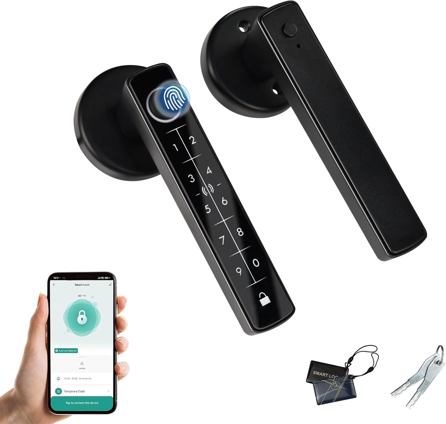 Fingerprint Door Lock, Biometric Door Lock, Fingerprint Door knob, Door Handle with Keypad, for Home Hotel Office Apartment Bedroom (with APP)